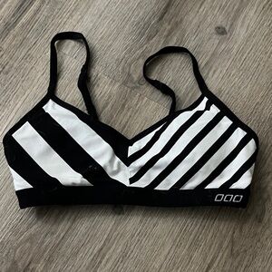 Lorna Jane Black and White Striped Sports Bra